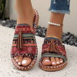 Ergonomische Sandalen "Kathrin" – Boho Kwastjes