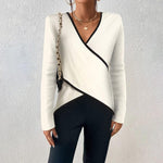 Trui "Leni" – Wikkelmodel met Contrastboord Wit