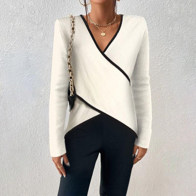 Trui "Leni" – Wikkelmodel met Contrastboord Wit