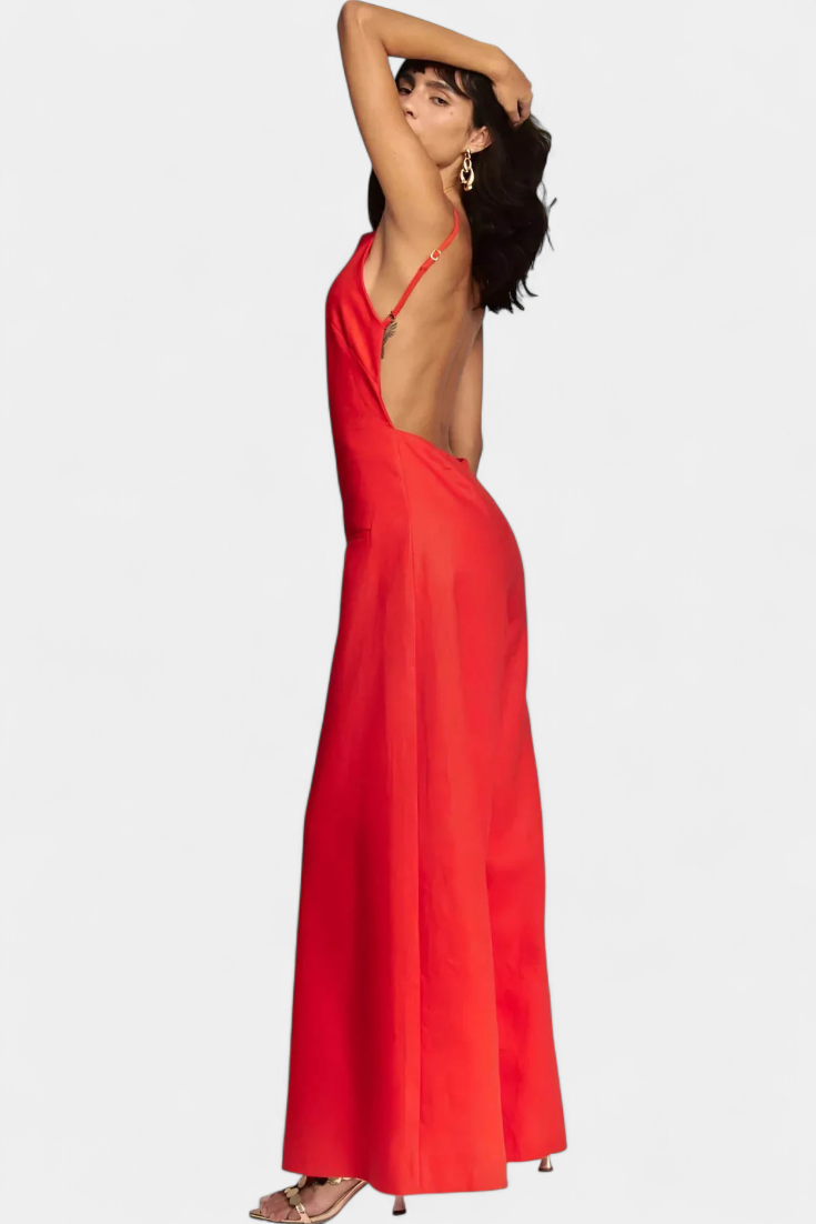 Halter Jumpsuit "Elsa" – Ramie met Wijde Pijpen