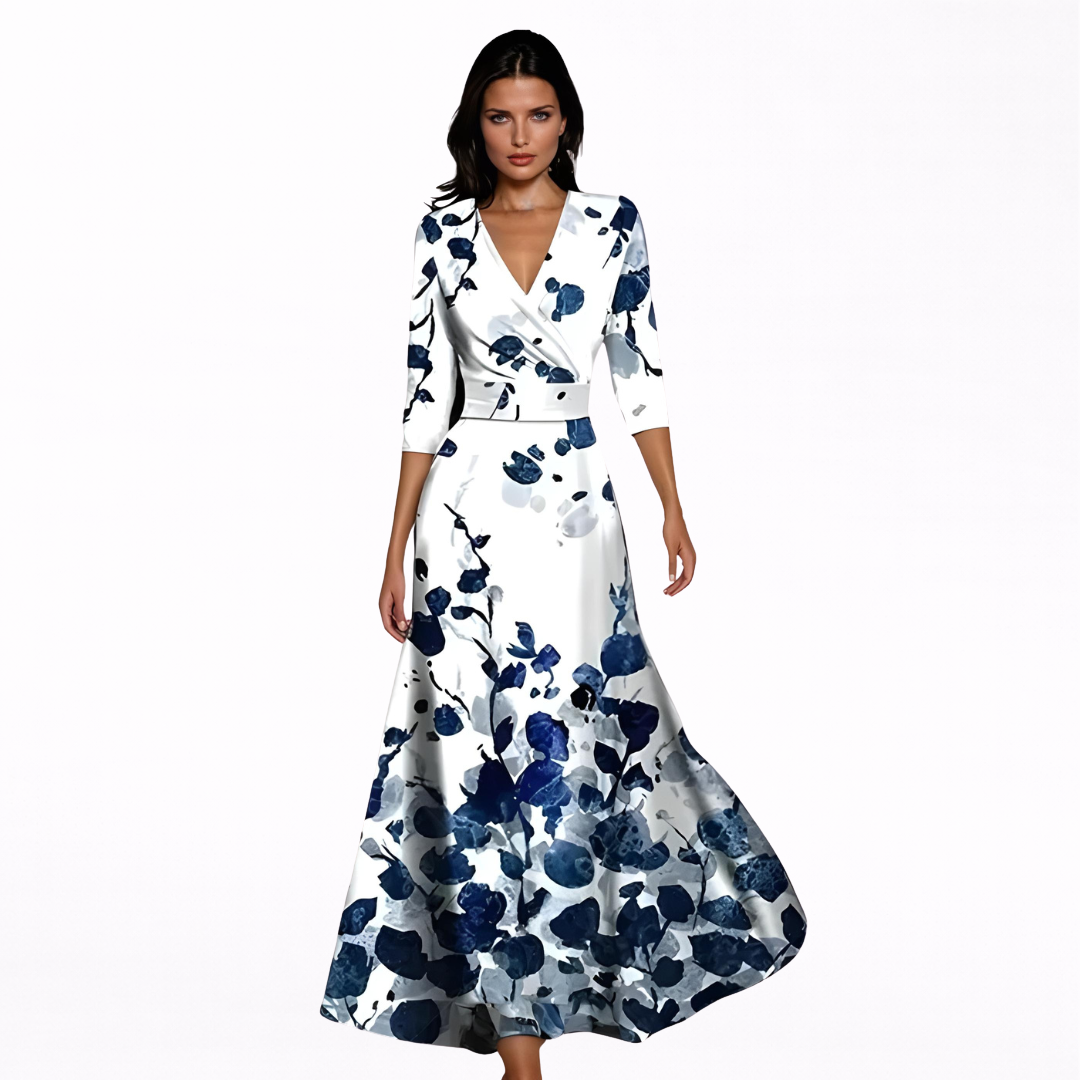 Robe Maxi Fleurie "Lotta" – Col en V Croisé