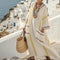Robe Caftan "Greta" – Jaune soleil & Lilas