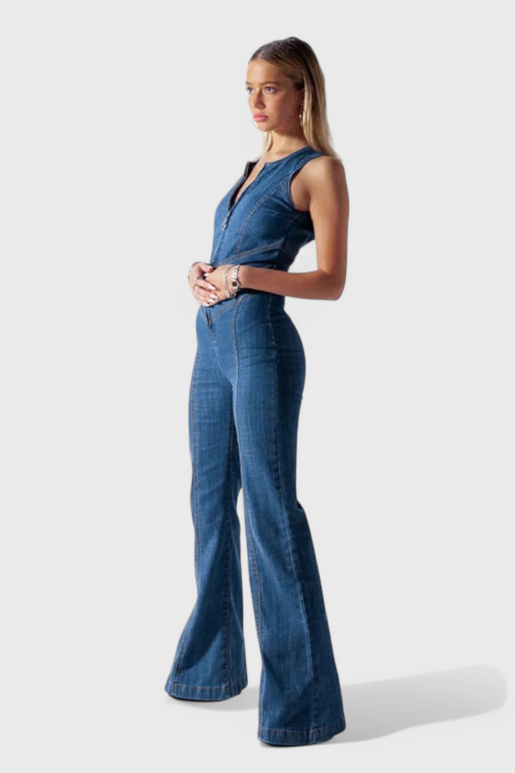 Denim Jumpsuit "Valerie" – Hartvormige Rug
