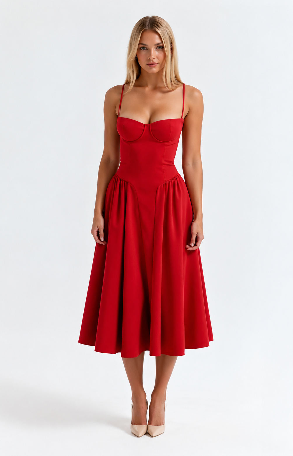 Robe midi "Martha" – Corsage structuré