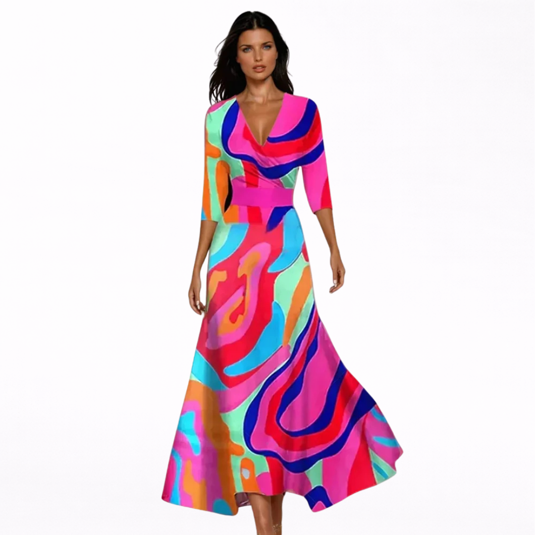 Robe Maxi Fleurie "Lotta" – Col en V Croisé
