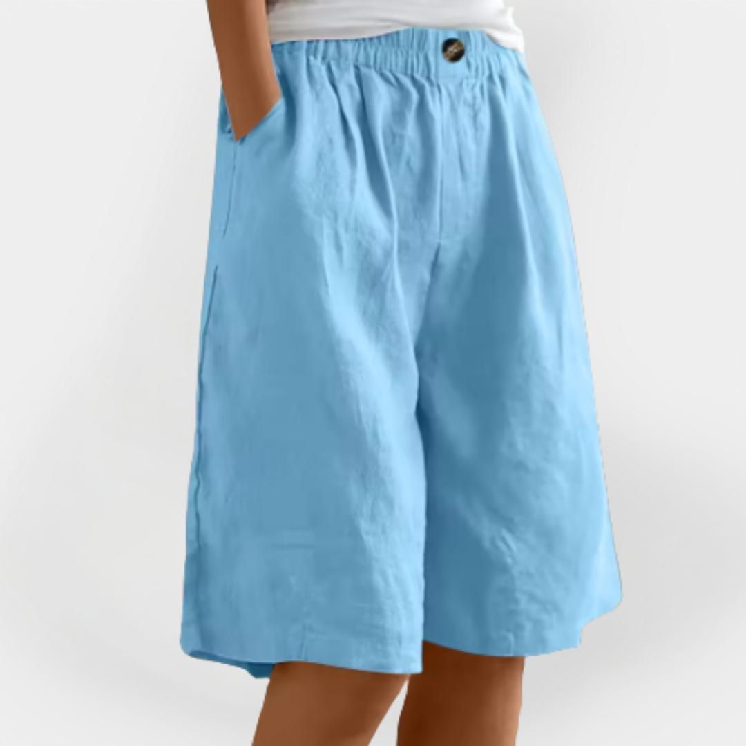 Short en lin à poches