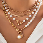 Collier multirang – Perles et or