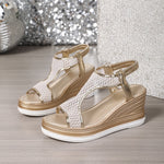 Sandales compensées "Marie-Luise" – Mesh & verni