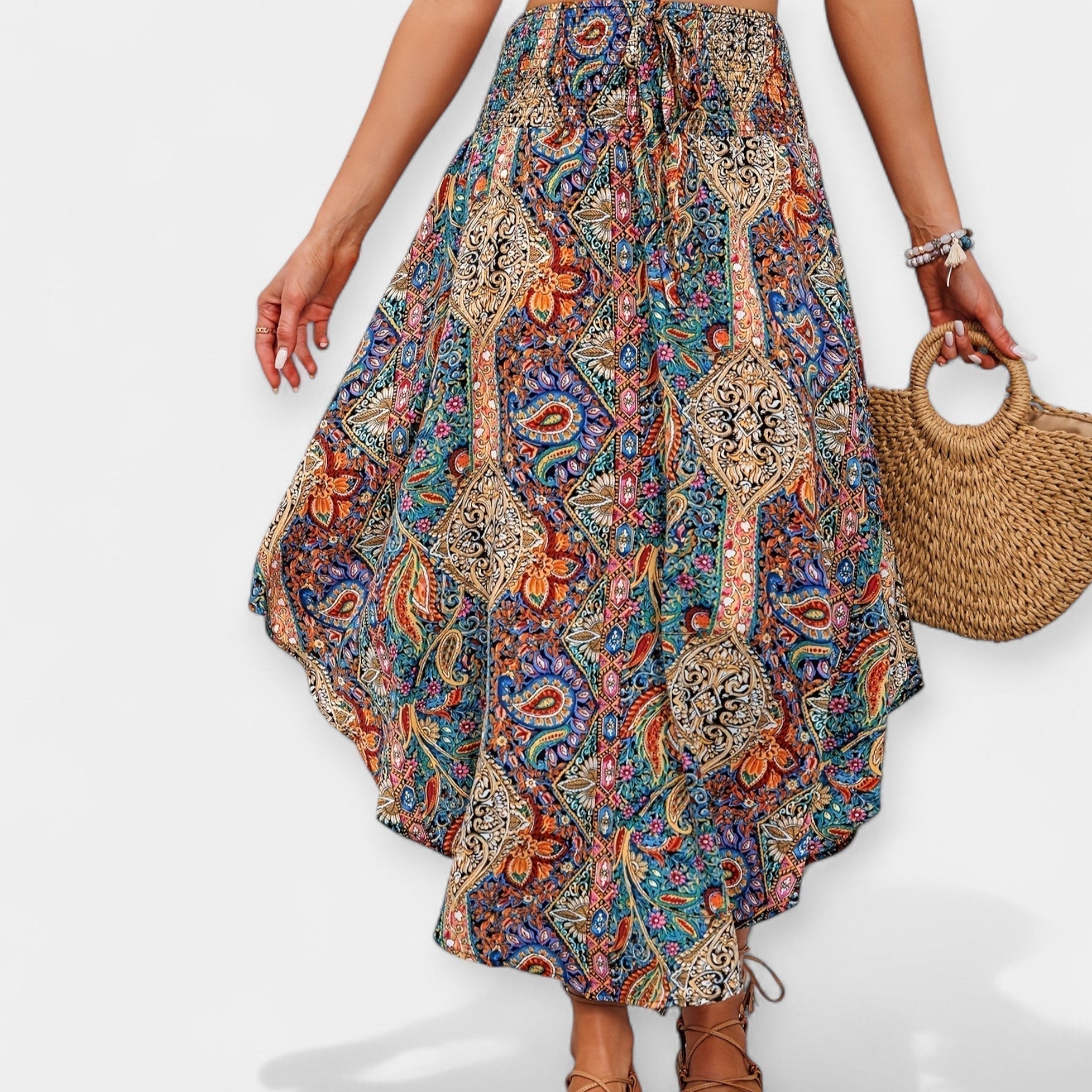 Midirok met Bloemenprint – Hoge Taille