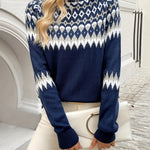 Trui "Ella" – Geometrisch Blauw