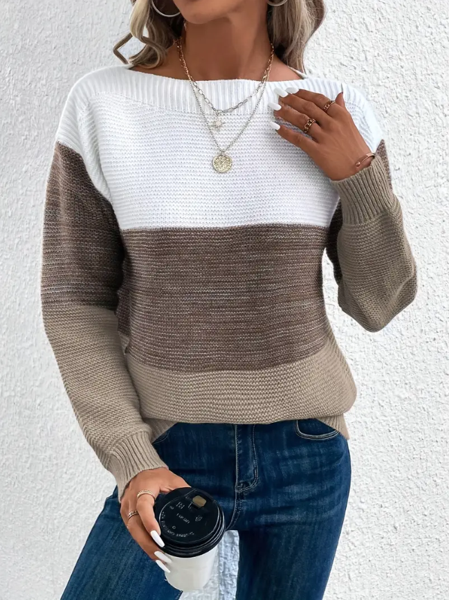Pull "Sophie" – Manches Longues & Épaules Tombantes