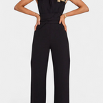Mouwloze Jumpsuit – Uitlopende Pijpen & Hoge Kraag