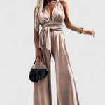 Jumpsuit "Lena" – Gekruiste Rug & Wijde Pijpen
