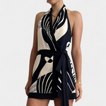 Mini-Robe Licou "Mathilda" – Noir et Blanc
