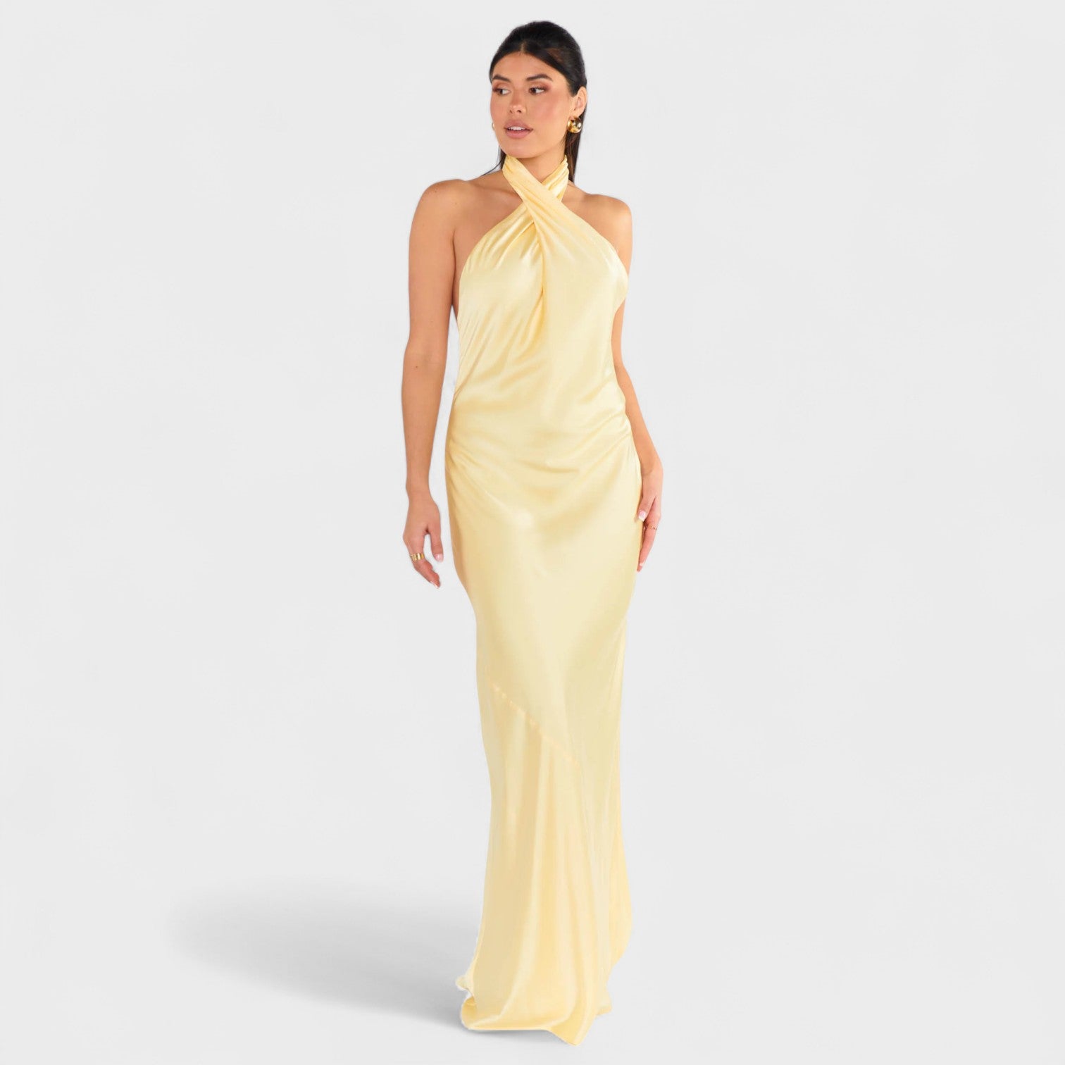 Robe dos-nu "Soleil" – Satin champagne