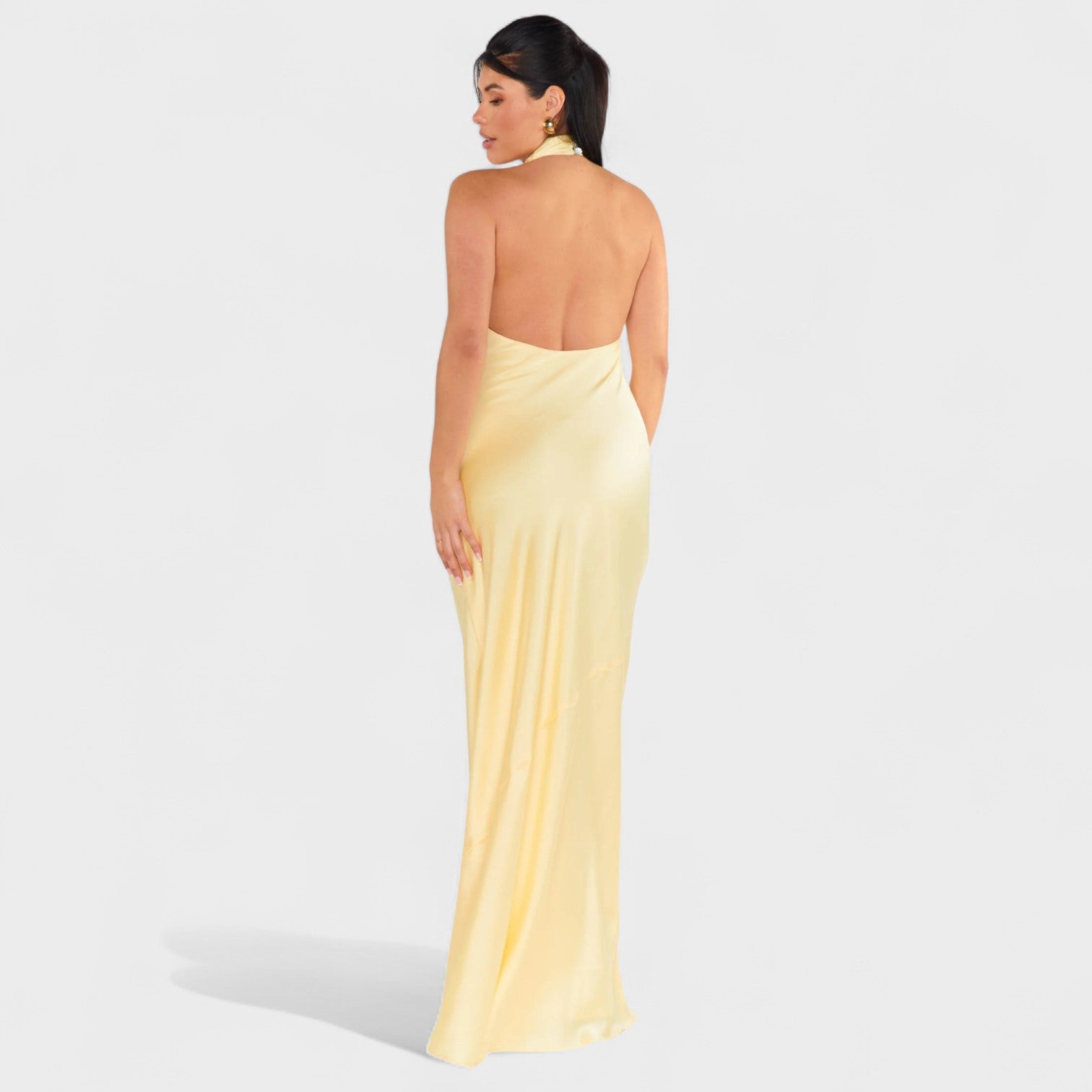 Robe dos-nu "Soleil" – Satin champagne