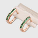 Boucles d'oreilles – Émeraude et aspect diamant sur or