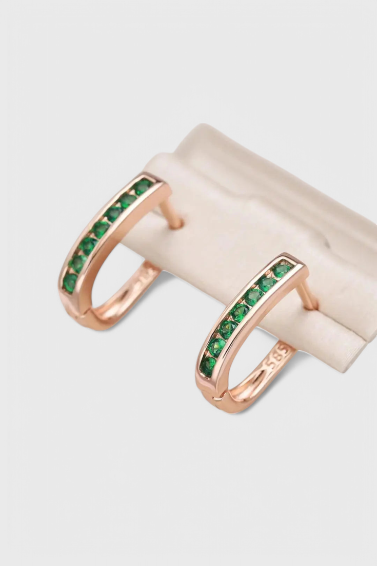 Boucles d'oreilles – Émeraude et aspect diamant sur or