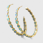 Boucles d'oreilles vintage – Opale bleue, or