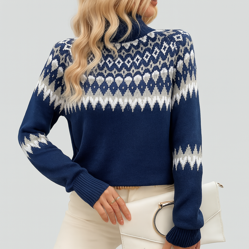 Trui "Ella" – Geometrisch Blauw