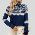 Trui "Ella" – Geometrisch Blauw