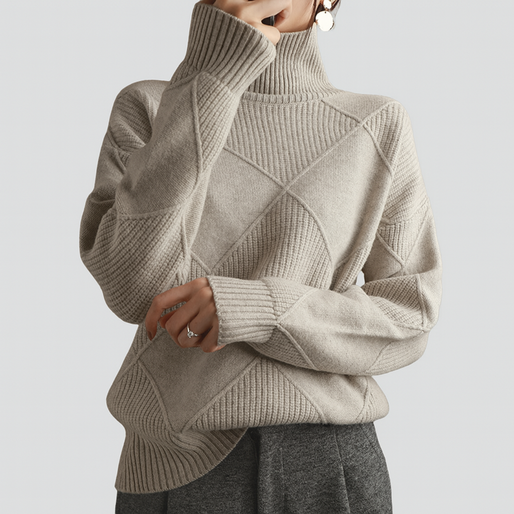 Trui "Angelika" – Oversized met Hoge Kraag