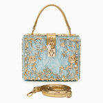 Sac "Stefanie" – Acrylique à fleurs dorées