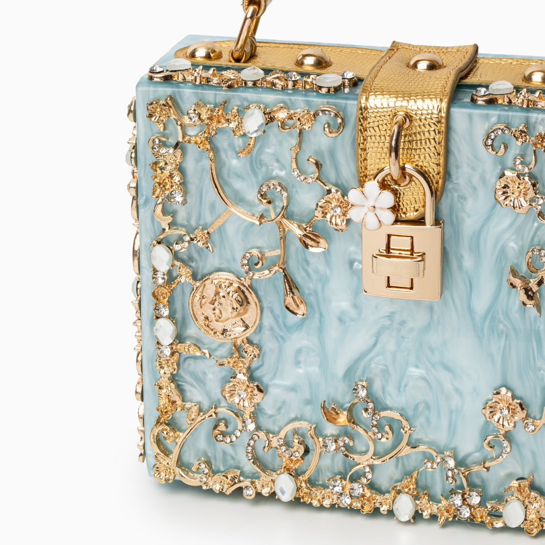 Sac "Stefanie" – Acrylique à fleurs dorées