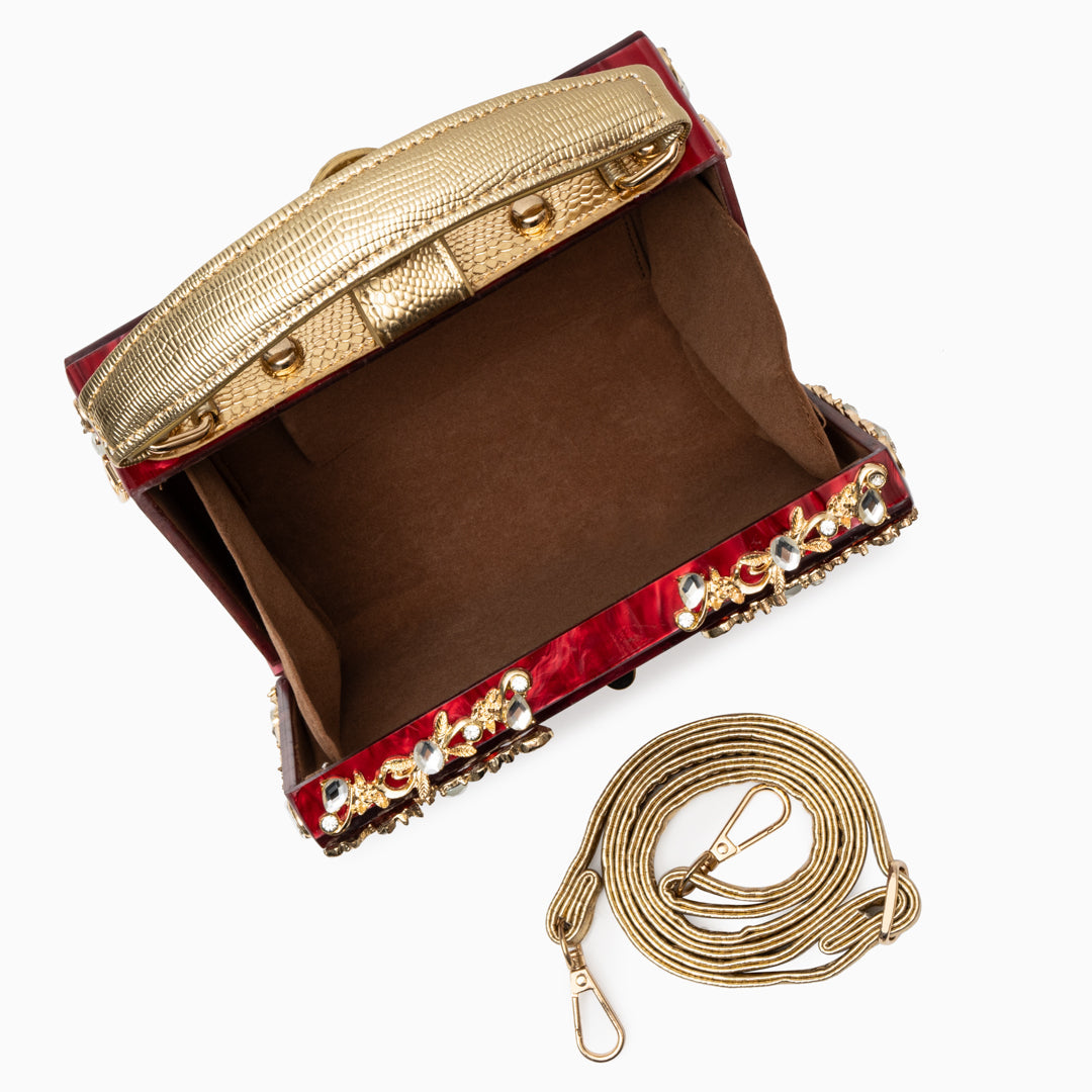 Sac "Stefanie" – Acrylique à fleurs dorées