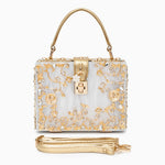 Sac "Stefanie" – Acrylique à fleurs dorées