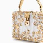 Sac "Stefanie" – Acrylique à fleurs dorées