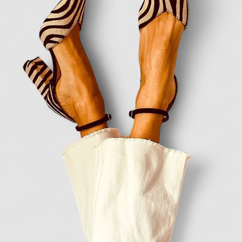 Sandalen "Zebrina" – Zebraprint & Middelhoge Hak