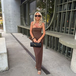 Strapless Maxikleed "Rosa" – Peplum & Ribrok