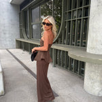 Strapless Maxikleed "Rosa" – Peplum & Ribrok