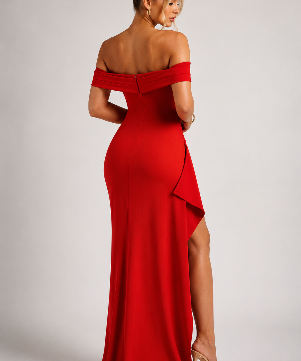 Robe longue épaules dénudées "Svenja" – Fendue