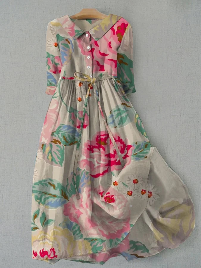 Bloemenkleed "Verena" – Katoen-Linnen