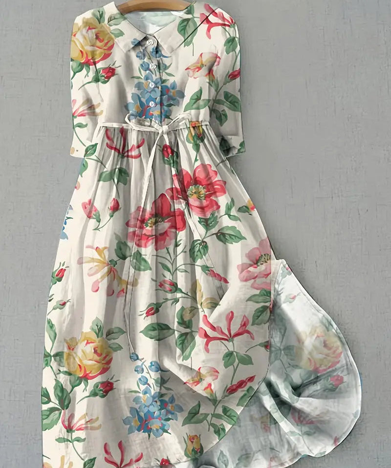 Bloemenkleed "Laura" – Katoen-Linnen