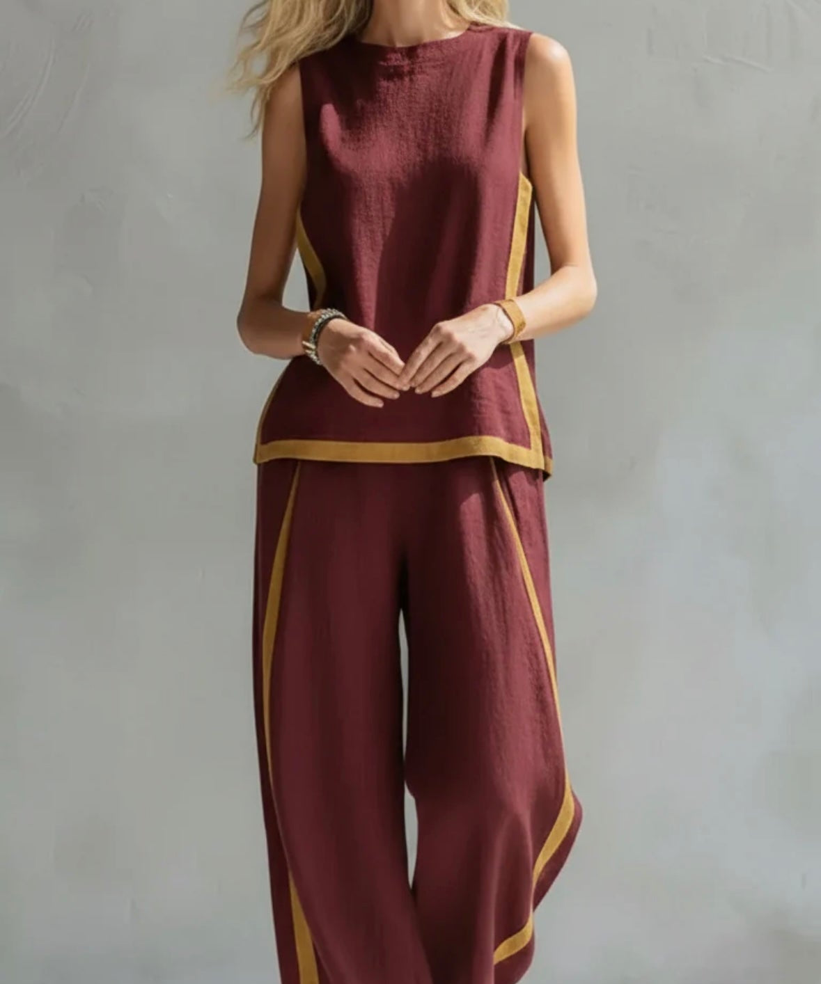 Tweedelige Set "Silke" – Gilet & Broek in Katoen-Linnen