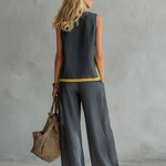 Ensemble Deux Pièces "Silke" – Gilet & Pantalon Coton-Lin