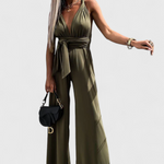 Jumpsuit "Lena" – Gekruiste Rug & Wijde Pijpen