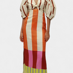 Robe Longue "Elisabeth" – Lin Mélangé à Manches Bouffantes