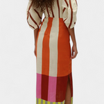 Robe Longue "Elisabeth" – Lin Mélangé à Manches Bouffantes