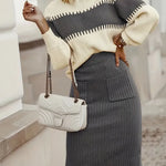 Ensemble d'automne "Magda" – Pull & jupe fendue