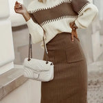 Ensemble d'automne "Magda" – Pull & jupe fendue