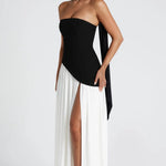 Robe longue asymétrique "Anna" – Avec écharpe