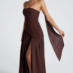 Robe longue asymétrique "Anna" – Avec écharpe
