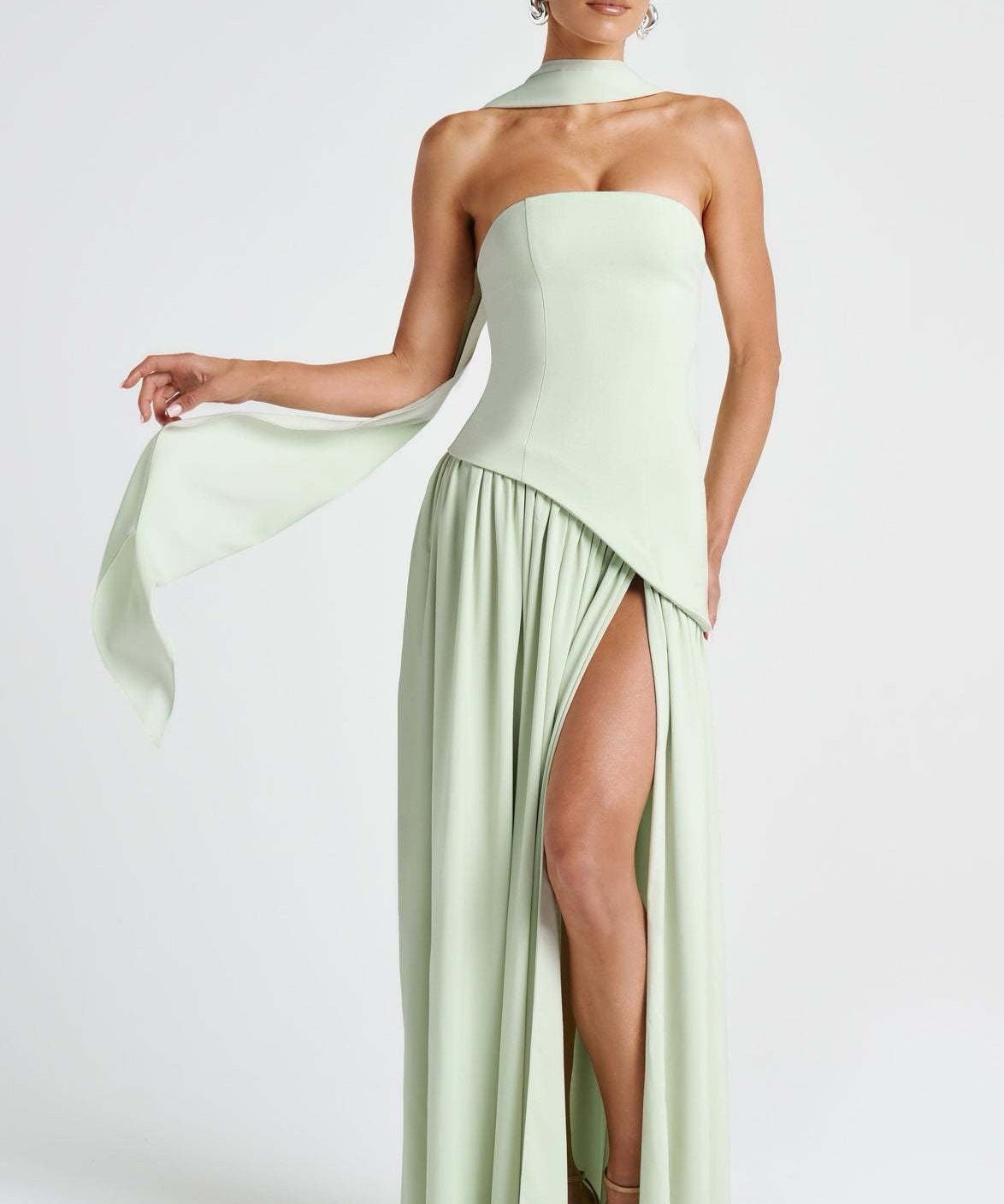 Asymmetrisch Maxikleed "Anna" – Met Sjaal
