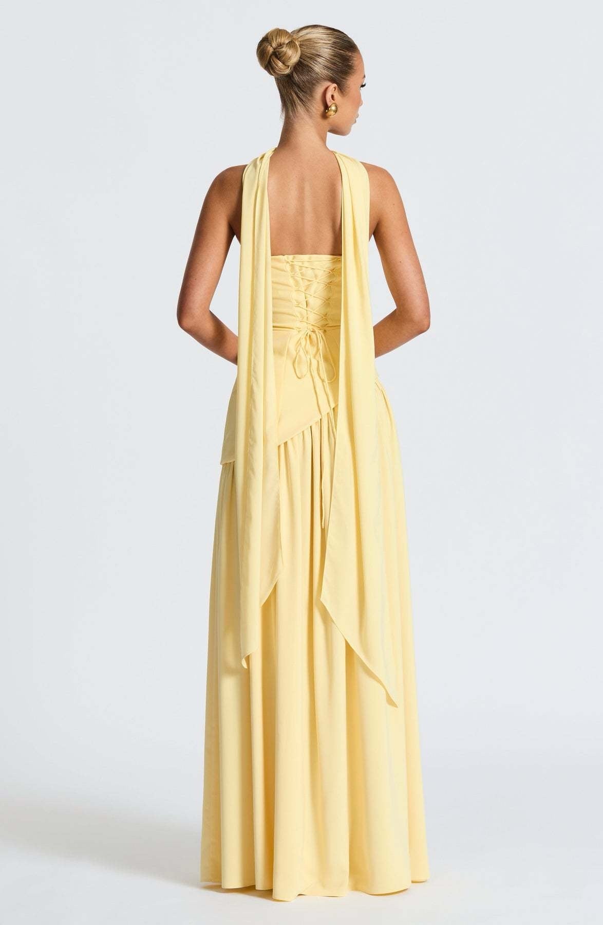 Robe longue asymétrique "Anna" – Avec écharpe