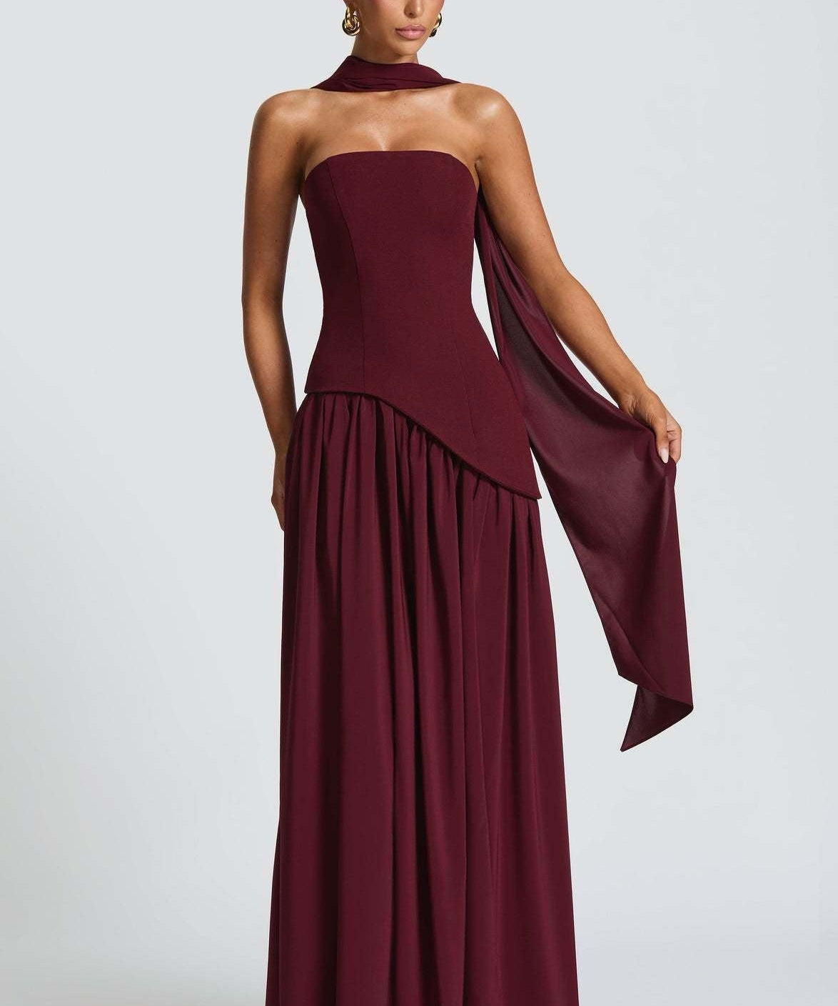 Asymmetrisch Maxikleed "Anna" – Met Sjaal