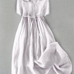 Robe "Heidi" – Coton-Lin à Manches Mi-Longues